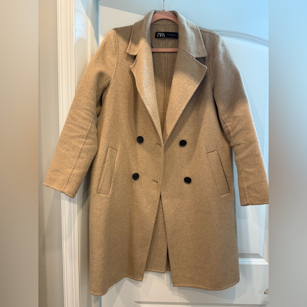 Women’s Zara Tan Double-Breasted Trench Coat